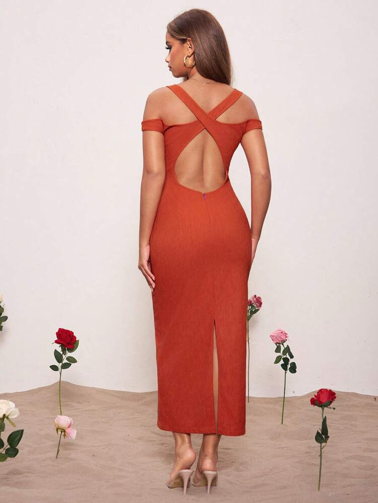 Designer Cross Straps Back Dress With Back Split,Summer Elegant Dress, Holiday, Party, Birthday Outfits, Festival, Wedding, Prom Dress
