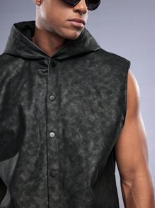 Manfinity VCAY Men's Sleeveless Shawl Collar Woven Shirt