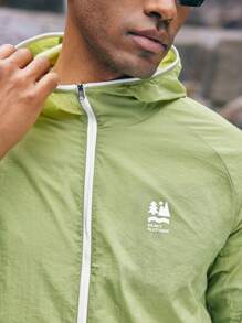 In My Nature Men's Lightweight Hooded Zip Up Sun Protection Jacket With Letter Print