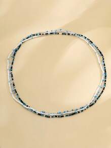 3入組沙灘風格種子珠鏈,性感彈性腰部飾品 - 彩色 - 查看 3