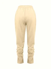 INAWLY Quần thể thao có dây rút in hình hoạt hình cho nữ Túi xéo thể thao & quần thể thao thông thường - Màu be - Xem 3