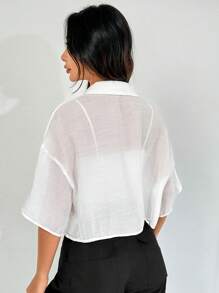 SHEIN EZwear Camisa Transparente Con Botones Y Hombro Caído