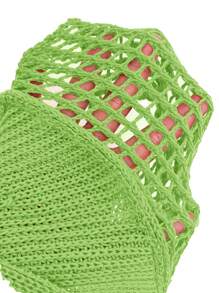 SHEIN Unity 夏季休閒露背鉤花釦編織背心上衣 - 綠色 - 查看 6