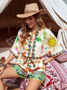 SHEIN VCAY Women Music Festival Jumpsuits - Multicolor - View 5