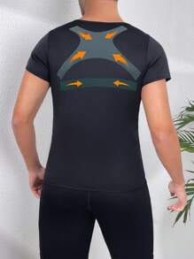 男士運動健身壓力透氣塑形背心 - 黑色 - 查看 2