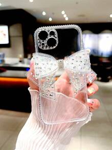 Ốp lưng điện thoại trong suốt đính đá và nơ hình quả táo, chống nước, chống sốc, chống rơi, chống trầy xước, phiên bản quốc tế, không phải phiên bản nội địa. - Nhiều màu - Xem 1