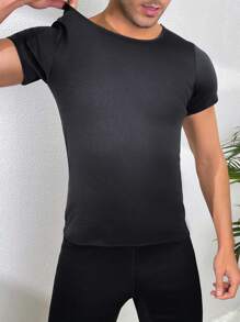 男士運動健身壓力透氣塑形背心 - 黑色 - 查看 4