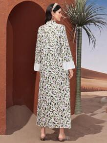 Al Najma 花卉印花鈴袖休閒連衣裙 - 黃色 - 查看 2