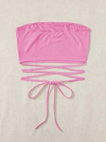 Soleia 女性夏季純色無肩帶短上衣