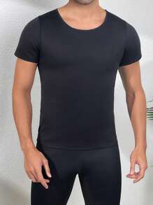 男士運動健身壓力透氣塑形背心 - 黑色 - 查看 5