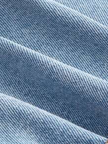 SHEIN MOD Women's Patchwork Frayed Denim Shorts - Light Wash - View 4