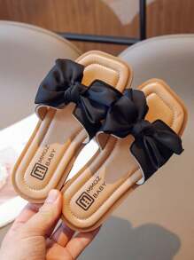 Cô gái Mùa hè Dép đi trong nhà Với Nơ bướm Thiết kế , Giải trí Chóp giầy mở ra Dép xăng đan Đối với Trẻ sơ sinh , Nhỏ bé Trẻ em , To lớn Trẻ em - màu đen - Xem 3