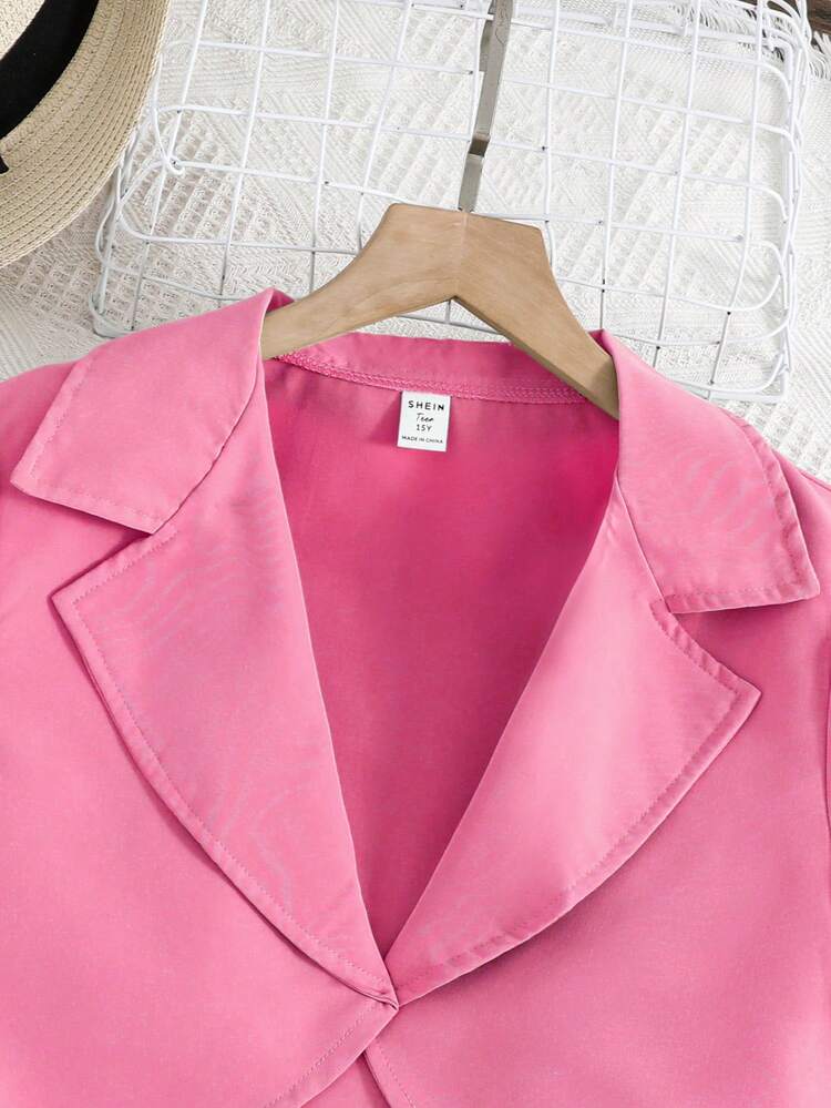 Teen Girl Short Sleeve Top And Spaghetti Strap Dress 2pcs Set, Suitable For Summer