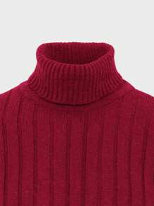 EURMUSE Men's Solid Color Turtleneck Sweater - Burgundy - View 4