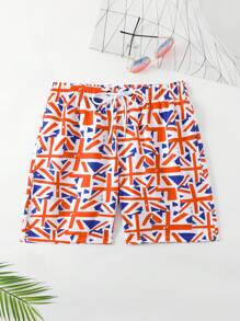 Surfspeed Men's Flag Printed Drawstring Beach Shorts - Multicolor - View 4