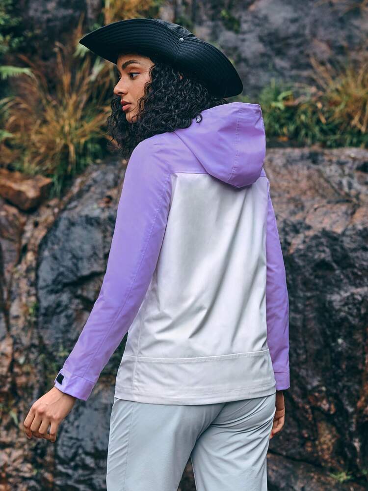 Women's Color Block Patchwork Hooded Outdoor Jacket