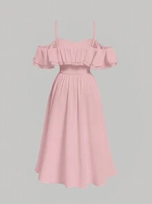 SHEIN MOD Đầm mùa hè thường ngày có cổ xếp nếp cỡ lớn - Hồng - Xem 2