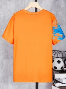 SHEIN Tween Boy's Summer Ink Splash Soccer Print T-Shirt - Multicolor - View 2