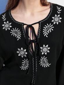 Maija 女式花卉印花宽领长袖衬衫（配腰带）春夏季