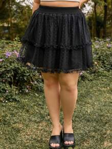 Dreamara 大碼黑色高腰A字裙，覆蓋邊設計，適合浪漫假期、乡村音乐节、沙灘泳裝派對等夏時场合配戴。靈感源自90年代復古蕾絲文藝復興短裙，搭配戶外節日和音乐节等活動，Boho女士衣物配搭、黑色高腰裙、Goth風格、嬌羅人碎花夏季短裙、夏日晚禮裙、百褶手工短裙、夏日下半身穿搭首选 - 黑色 - 查看 5