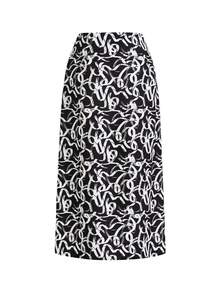 Studio sunshine Women's Printed High Slit Skirt For Summer - Black - View 2