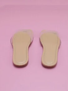 Kids' Fashionable Transparent Soft Leather Minimalist Style Slippers - Clear - View 2