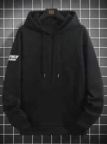 Manfinity EMRG Men's Casual Oversized Hoodie With Car And Letter Design Going Out Graphic Long Sleeve Hoodie, For Friends, Husband, Boyfriend Gifts