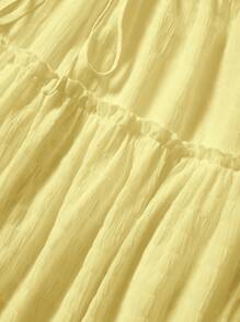 Soleia Casual Summer Skirt With Tie, Ruffle Trim And Decorative Details