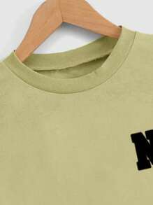 SHEIN Cottnline Men Letter Graphic Tee - Beige - View 3