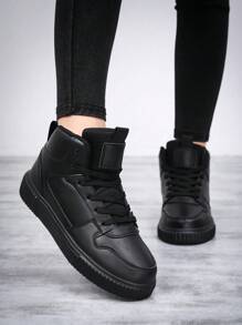 Fall/Winter Ladies New Casual Black High Top Sneakers Sneakers - Black - View 5