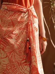 MOTF PREMIUM 熱帶印花不對稱下擺披風裙 - 彩色 - 查看 3