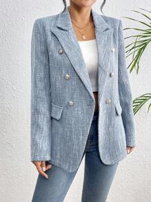 RosyDaze Women's Elegant Fashionable Commuter Suit Jacket Fall Cloth For Women - Blue - View 4