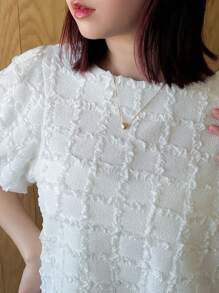 FRIFUL Women's Round Neck Solid Color Bubble Sleeve Fashionable And Versatile Spring/Summer Short Sleeve T-Shirt