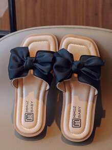 Cô gái Mùa hè Dép đi trong nhà Với Nơ bướm Thiết kế , Giải trí Chóp giầy mở ra Dép xăng đan Đối với Trẻ sơ sinh , Nhỏ bé Trẻ em , To lớn Trẻ em - màu đen - Xem 4