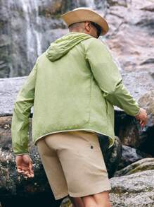 In My Nature Men's Lightweight Hooded Zip Up Sun Protection Jacket With Letter Print