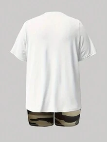 SHEIN Slayr Bộ quần short in họa tiết gấu & chữ cỡ lớn & bộ đồ ngủ họa tiết rằn ri - trắng - Xem 2