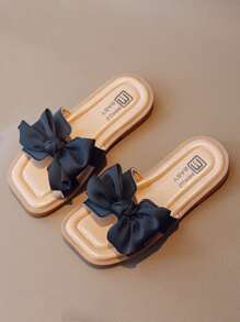 Cô gái Mùa hè Dép đi trong nhà Với Nơ bướm Thiết kế , Giải trí Chóp giầy mở ra Dép xăng đan Đối với Trẻ sơ sinh , Nhỏ bé Trẻ em , To lớn Trẻ em - màu đen - Xem 2