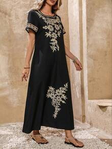 EMERY ROSE 女士定位印花连衣裙 - 黑色 - 查看 4