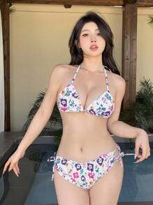 DAZY Women's Floral Print Halter Neck Bikini Set Summer,Tankini Bathing Suit Festival Outfits Vacation Cruise Outfit For Women - Multicolor - View 1