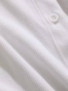 DAZY Ladies' Solid Color Ribbed Stripe Long Sleeve T-Shirt, Suitable For Spring And Summer,Fall Clothes - White - View 4