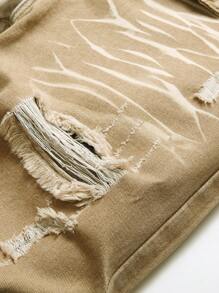 Herren Jeans in Große Größen mit modischem Destroyed-Look und Heavy Wash - Khaki - Übersicht 3