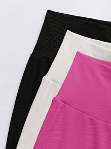 SHEIN LUNE Women's Solid Color High Waist Leggings - Multicolor - View 3