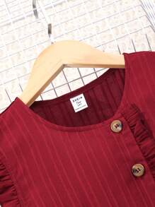 Teen Girl Solid Color Tube Top Jumpsuit With Shoulder Straps Summer Holiday - Burgundy - View 7