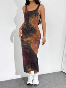 SHEIN EZwear 流行染色背心洋裝,適合音樂節 - 彩色 - 查看 6