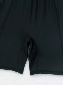 Swim SPRTY Summer Beach Contrast Tropical Printed Long Sleeve One-Piece Rashguard - Multicolor - View 3