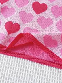 Tween Girl Heart Pattern Sweater Vest - Hot Pink - View 6