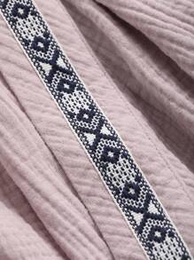 DAZY Phong cách Nhật  Kimono ÁO choàng mặc nhà Với Trang trí Dệt Ruy băng - Bụi tím - Xem 7