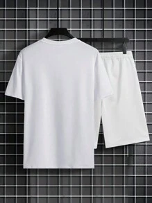 Conjunto De Camiseta E Shorts Com Estampa De Desenho Animado Para Homens No Verão