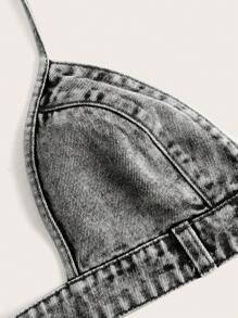 SHEIN ICON Y2k-stil Jeans Halter Top Für Frauen, Geeignet Für Den Sommer