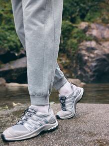 In My Nature Men's Spring Outdoor Joggers With Printed Letters, Elastic Waistband And Drawstring, Side Pockets And Elastic Cuffs